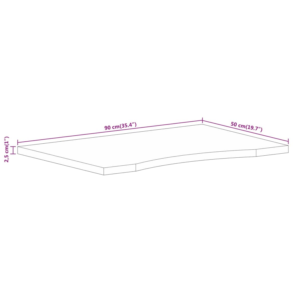 vidaXL Desk Top with Curve 90x50x2,5 cm Solid Wood Rough Mango