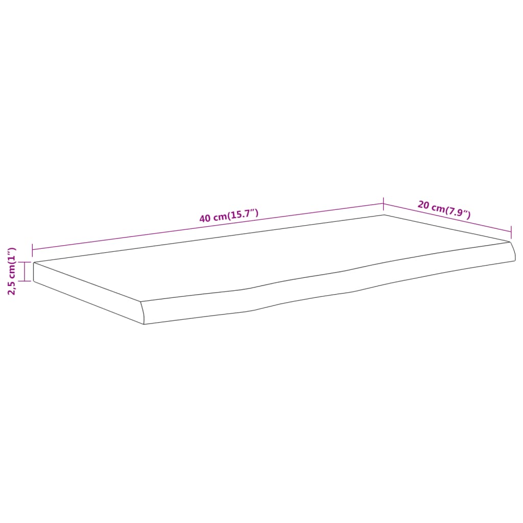 vidaXL Wall Shelf 40x20x2,5 cm Rectangular Solid Wood Acacia Live Edge