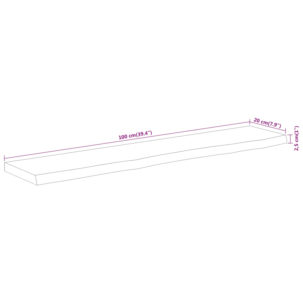vidaXL Wall Shelf 100x20x2.5cm Rectangular Solid Wood Acacia Live Edge
