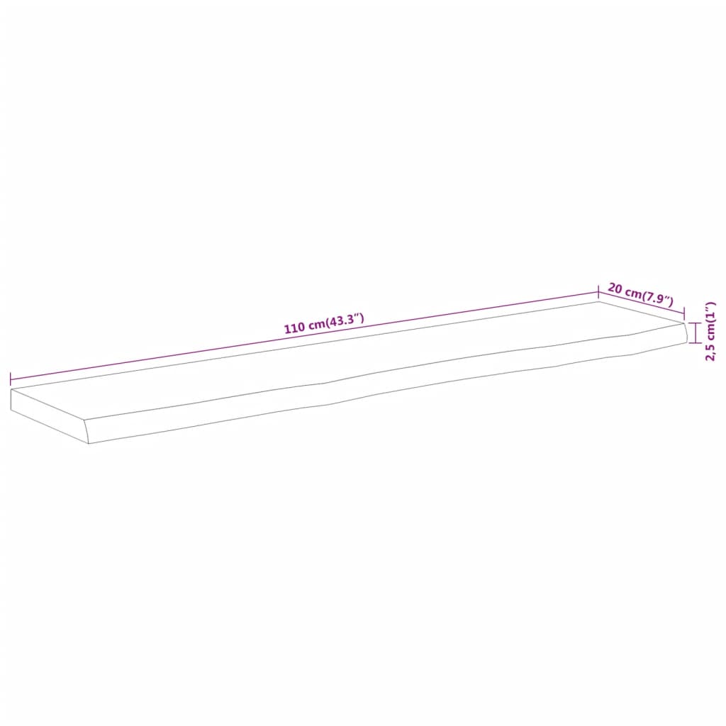 vidaXL Wall Shelf 110x20x2.5 cm Rectangular Solid Wood Acacia Live Edge
