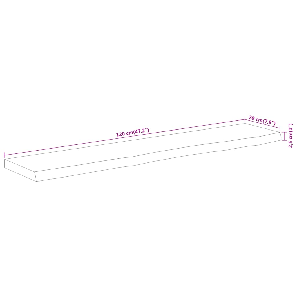 vidaXL Wall Shelf 120x20x2.5cm Rectangular Solid Wood Acacia Live Edge