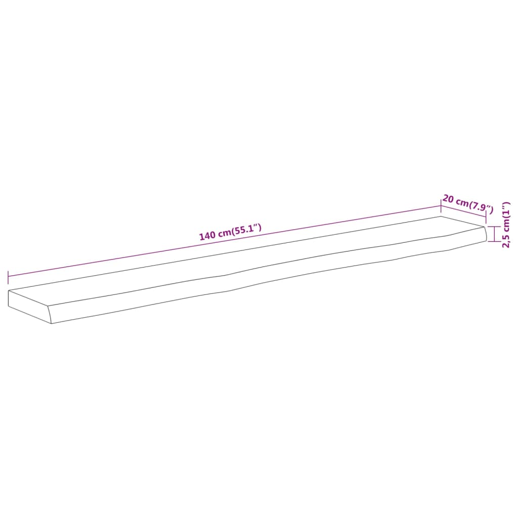 vidaXL Wall Shelf 140x20x2.5 cm Rectangular Solid Wood Acacia Live Edge