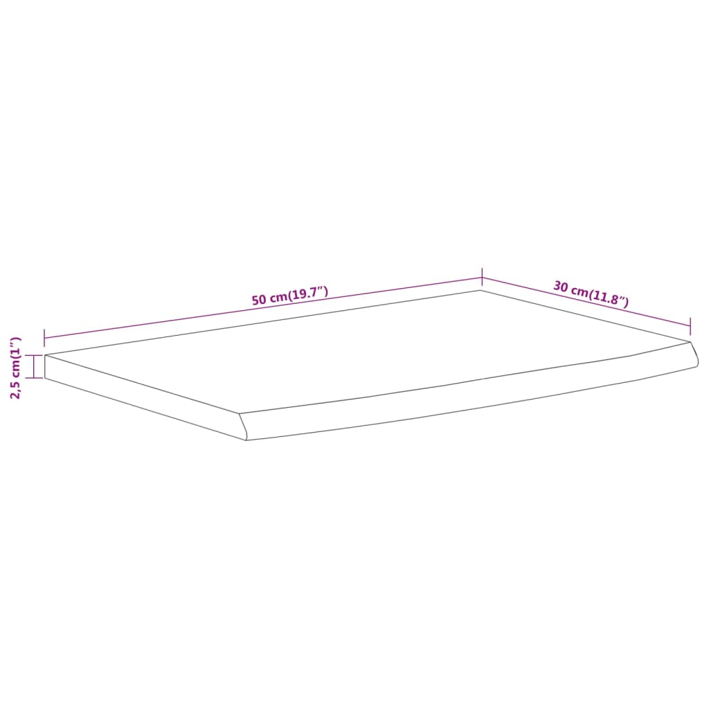 vidaXL Wall Shelf 50x30x2,5 cm Rectangular Solid Wood Acacia Live Edge