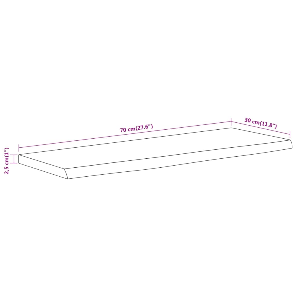 vidaXL Wall Shelf 70x30x2,5 cm Rectangular Solid Wood Acacia Live Edge