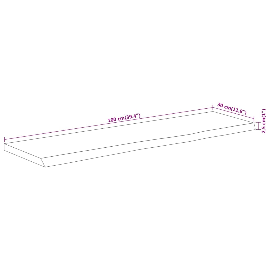 vidaXL Wall Shelf 100x30x2.5cm Rectangular Solid Wood Acacia Live Edge