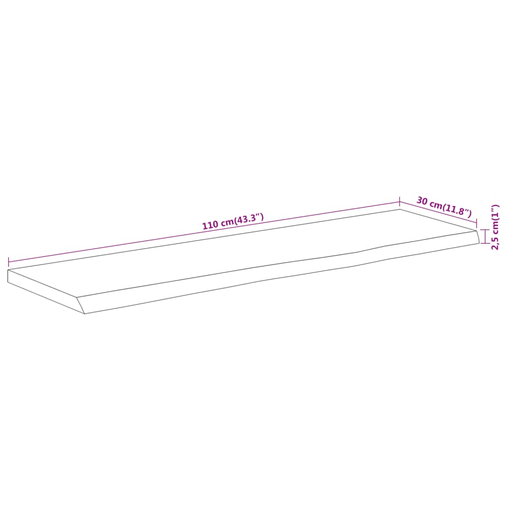 vidaXL Wall Shelf 110x30x2.5cm Rectangular Solid Wood Acacia Live Edge