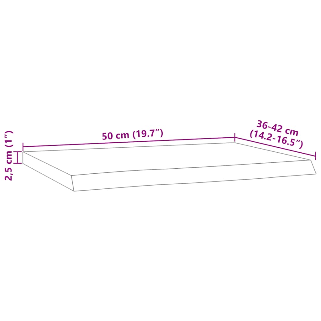 vidaXL Wall Shelf 50x40x2.5 cm Rectangular Solid Wood Acacia Live Edge