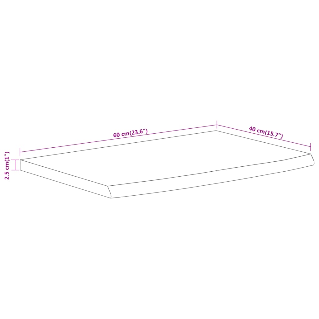 vidaXL Wall Shelf 60x40x2,5 cm Rectangular Solid Wood Acacia Live Edge