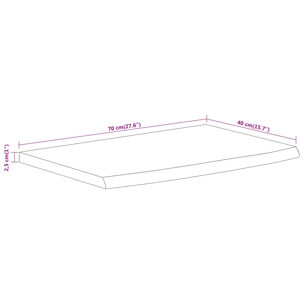 vidaXL Wall Shelf 70x40x2,5 cm Rectangular Solid Wood Acacia Live Edge