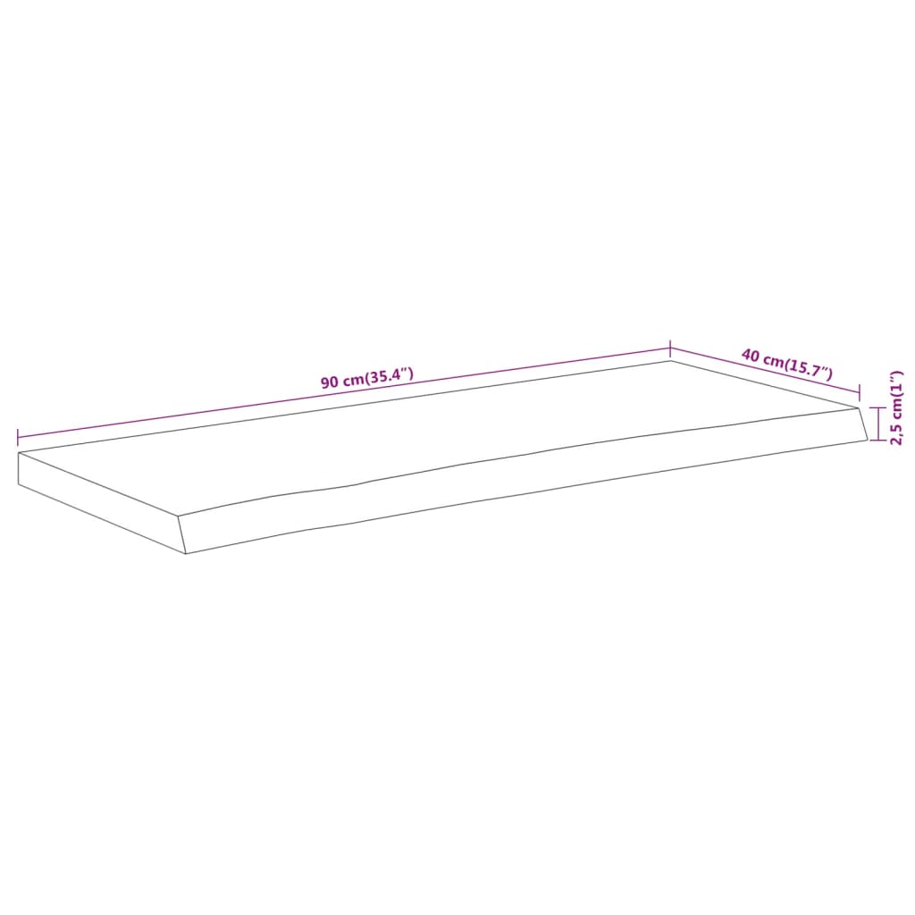 vidaXL Table Top 90x40x2,5 cm Rectangular Solid Wood Acacia Live Edge