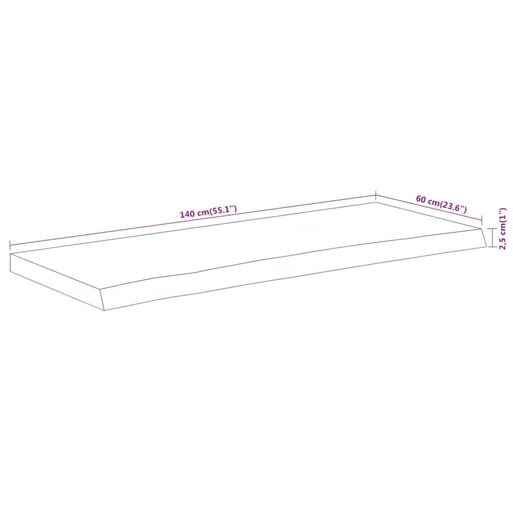 vidaXL Bathroom Countertop 140x60x2.5 cm Rectangular Solid Wood Acacia