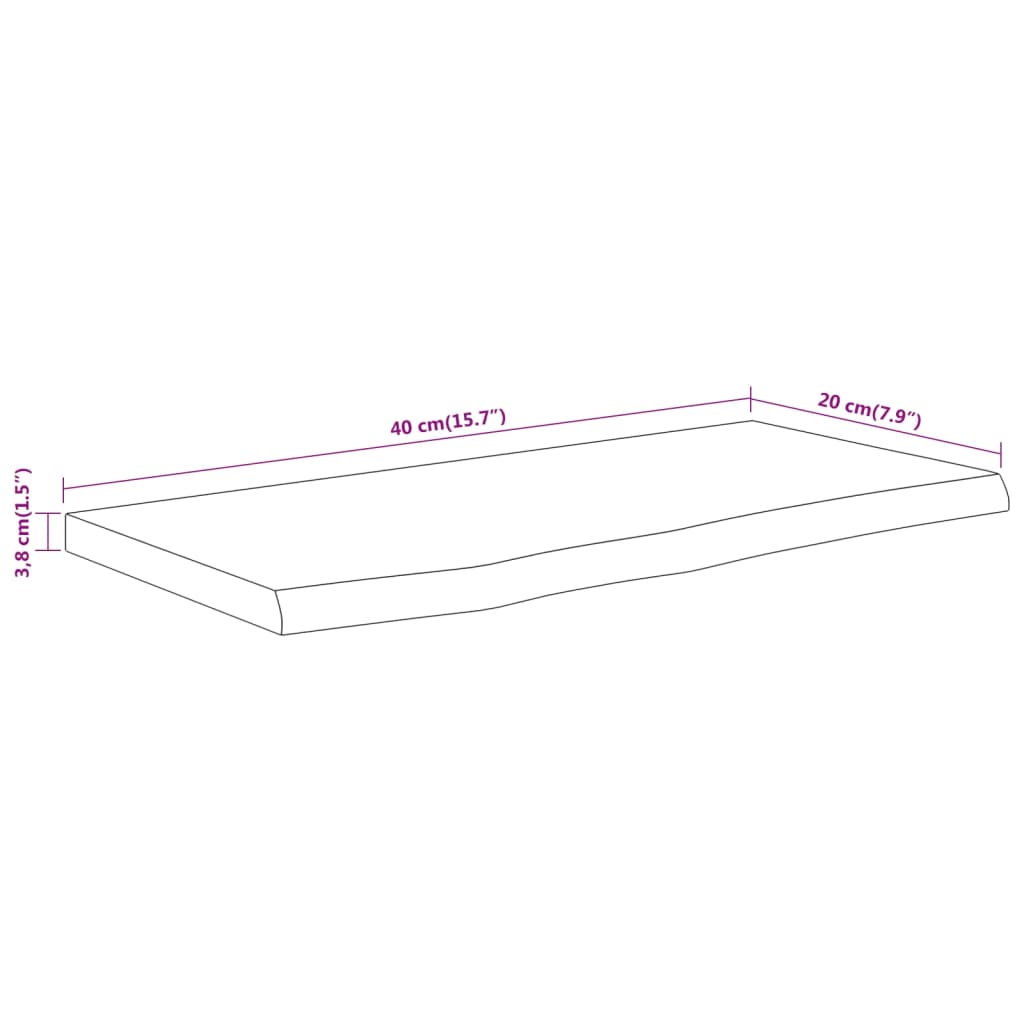 vidaXL Wall Shelf 40x20x3,8 cm Rectangular Solid Wood Acacia Live Edge