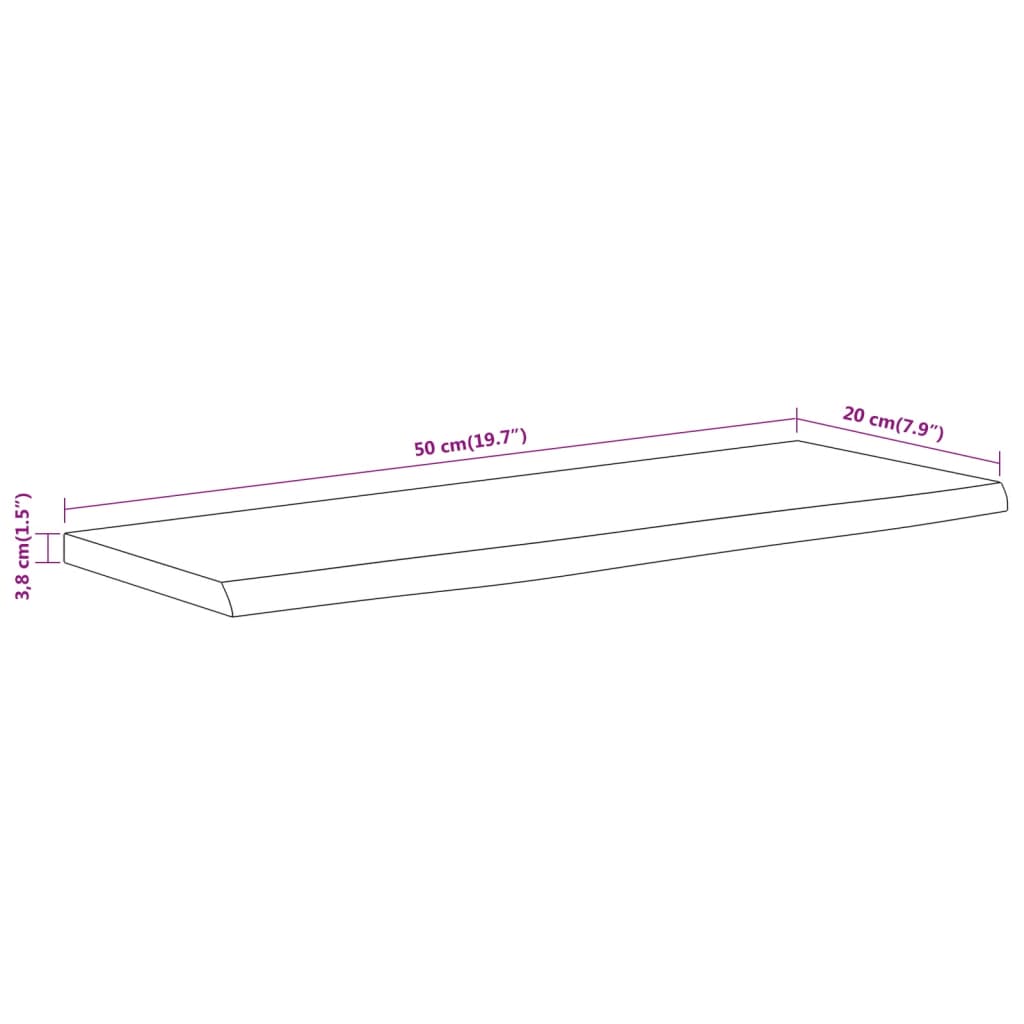 vidaXL Wall Shelf 50x20x3,8 cm Rectangular Solid Wood Acacia Live Edge