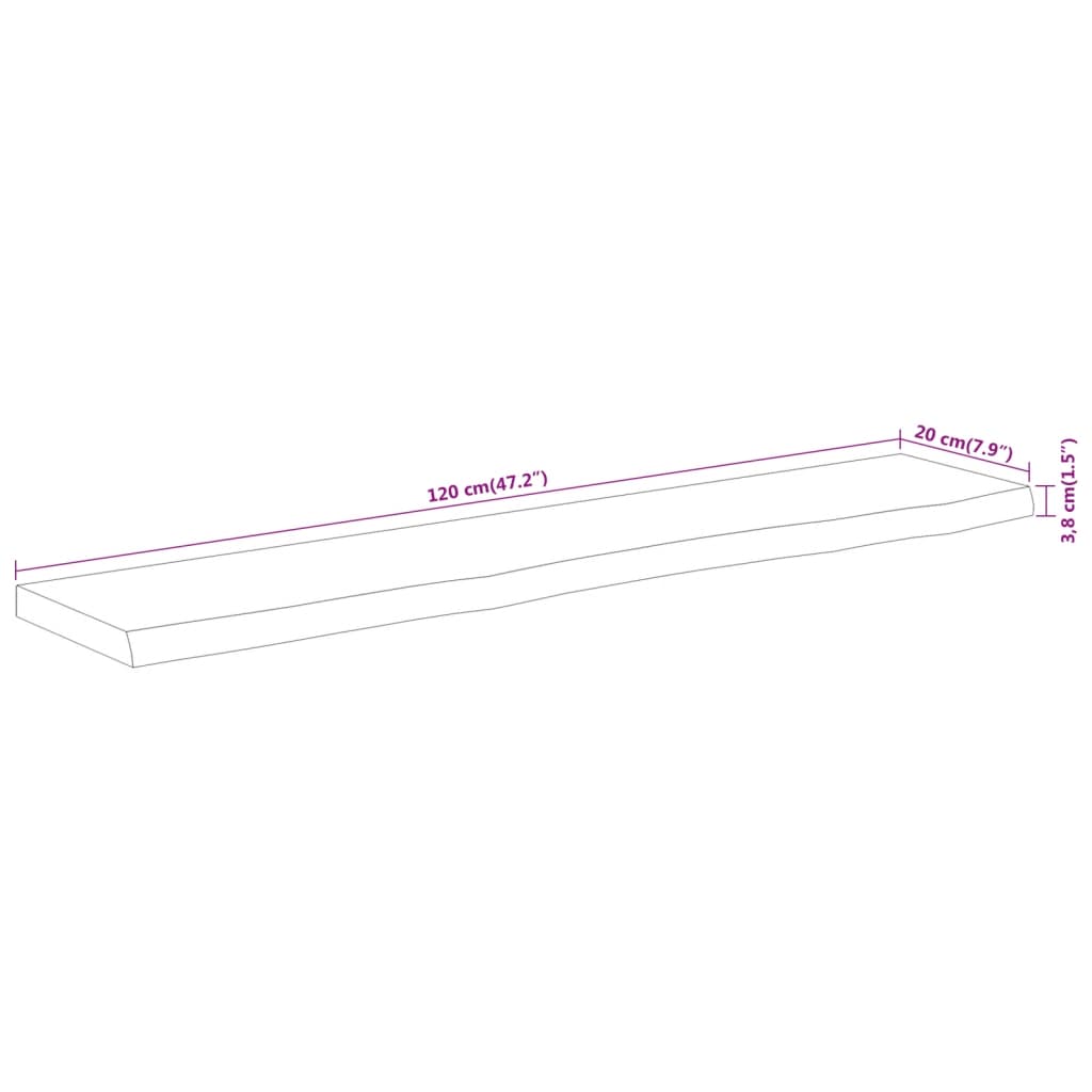 vidaXL Wall Shelf 120x20x3.8cm Rectangular Solid Wood Acacia Live Edge