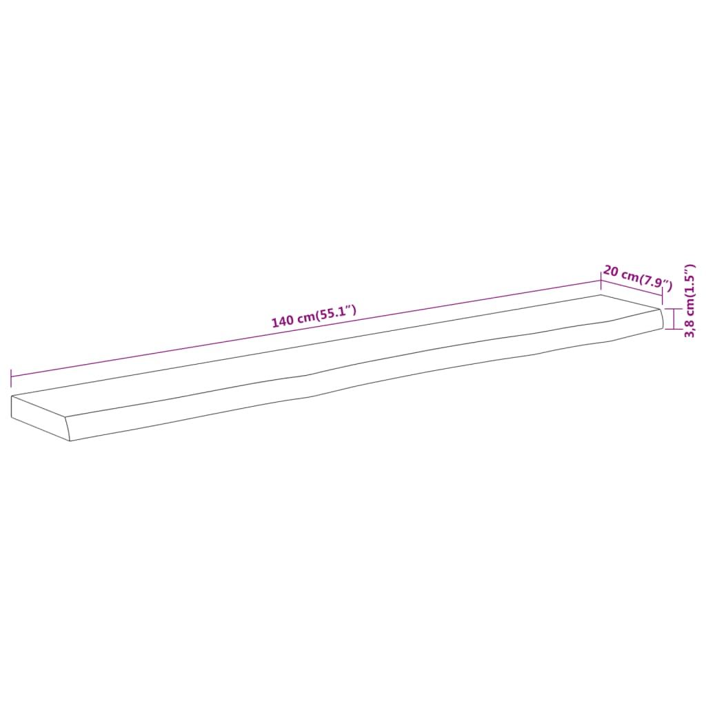 vidaXL Wall Shelf 140x20x3.8cm Rectangular Solid Wood Acacia Live Edge