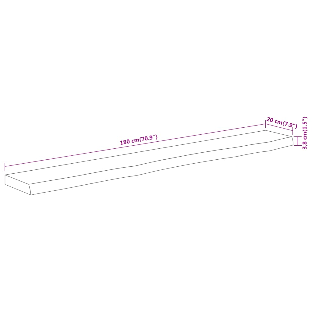 vidaXL Wall Shelf 180x20x3.8cm Rectangular Solid Wood Acacia Live Edge
