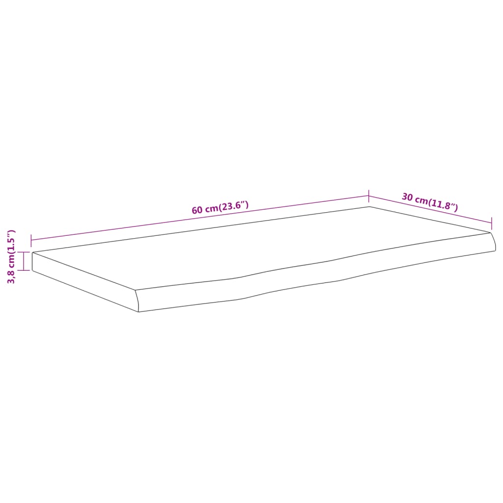 vidaXL Wall Shelf 60x30x3,8 cm Rectangular Solid Wood Acacia Live Edge