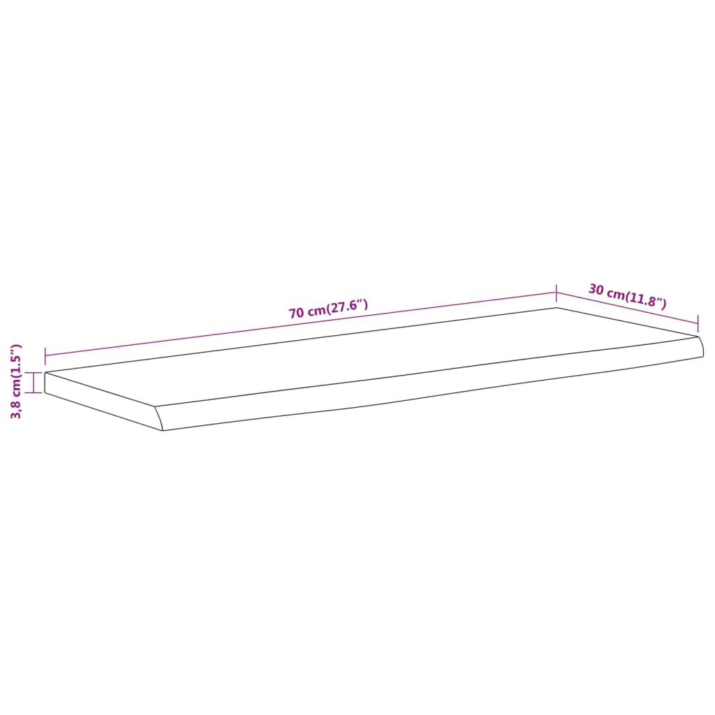 vidaXL Wall Shelf 70x30x3,8 cm Rectangular Solid Wood Acacia Live Edge