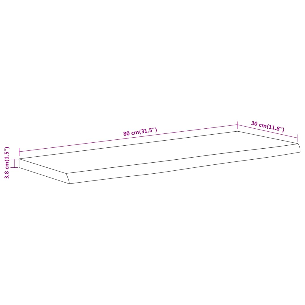 vidaXL Wall Shelf 80x30x3,8 cm Rectangular Solid Wood Acacia Live Edge