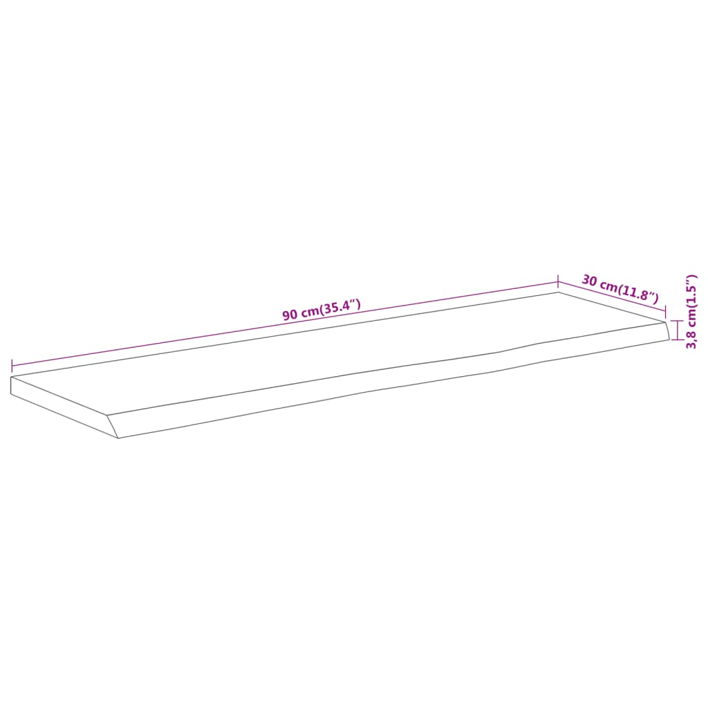 vidaXL Wall Shelf 90x30x3,8 cm Rectangular Solid Wood Acacia Live Edge