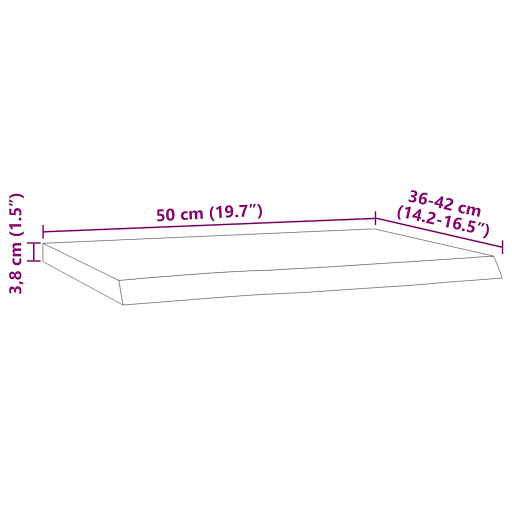 vidaXL Wall Shelf 50x40x3,8 cm Rectangular Solid Wood Acacia Live Edge