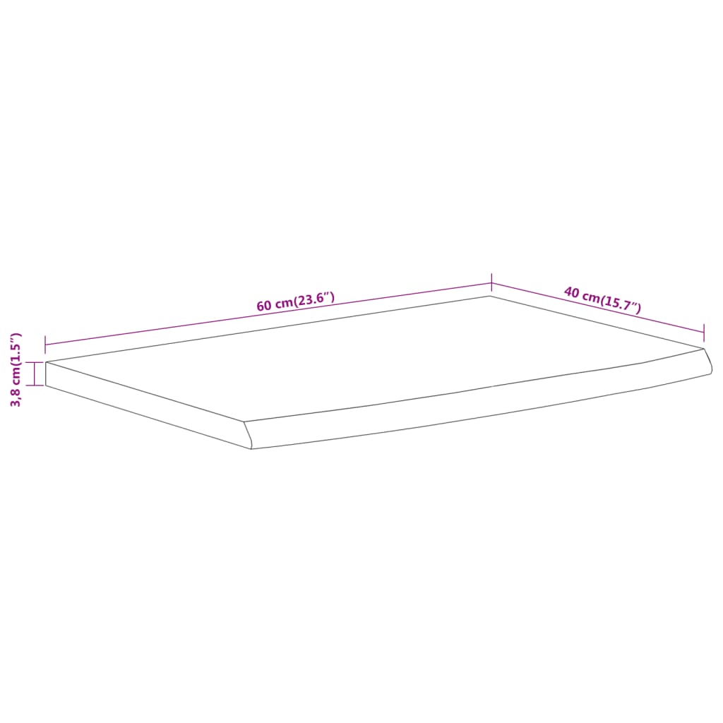 vidaXL Wall Shelf 60x40x3,8 cm Rectangular Solid Wood Acacia Live Edge