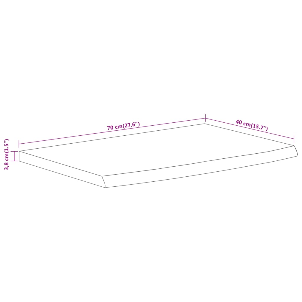 vidaXL Wall Shelf 70x40x3,8 cm Rectangular Solid Wood Acacia Live Edge