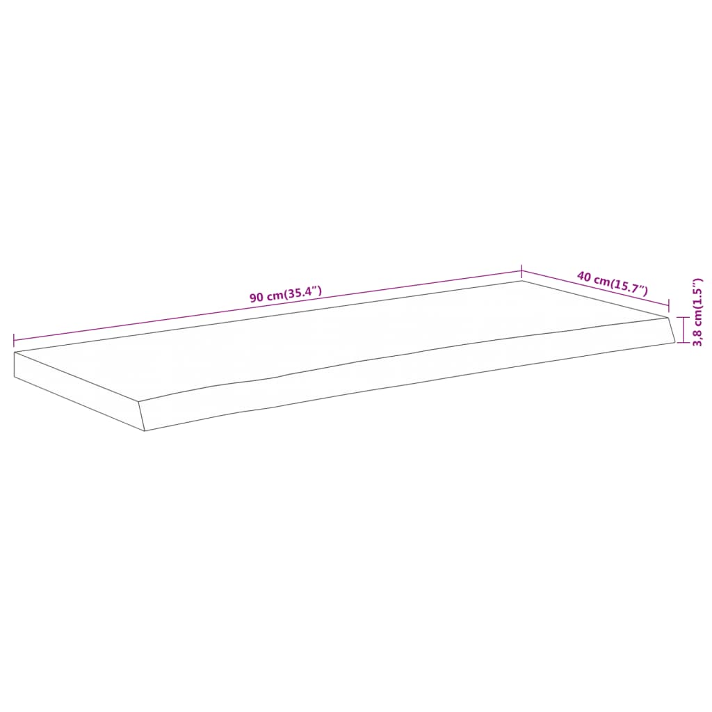 vidaXL Table Top 90x40x3,8 cm Rectangular Solid Wood Acacia Live Edge