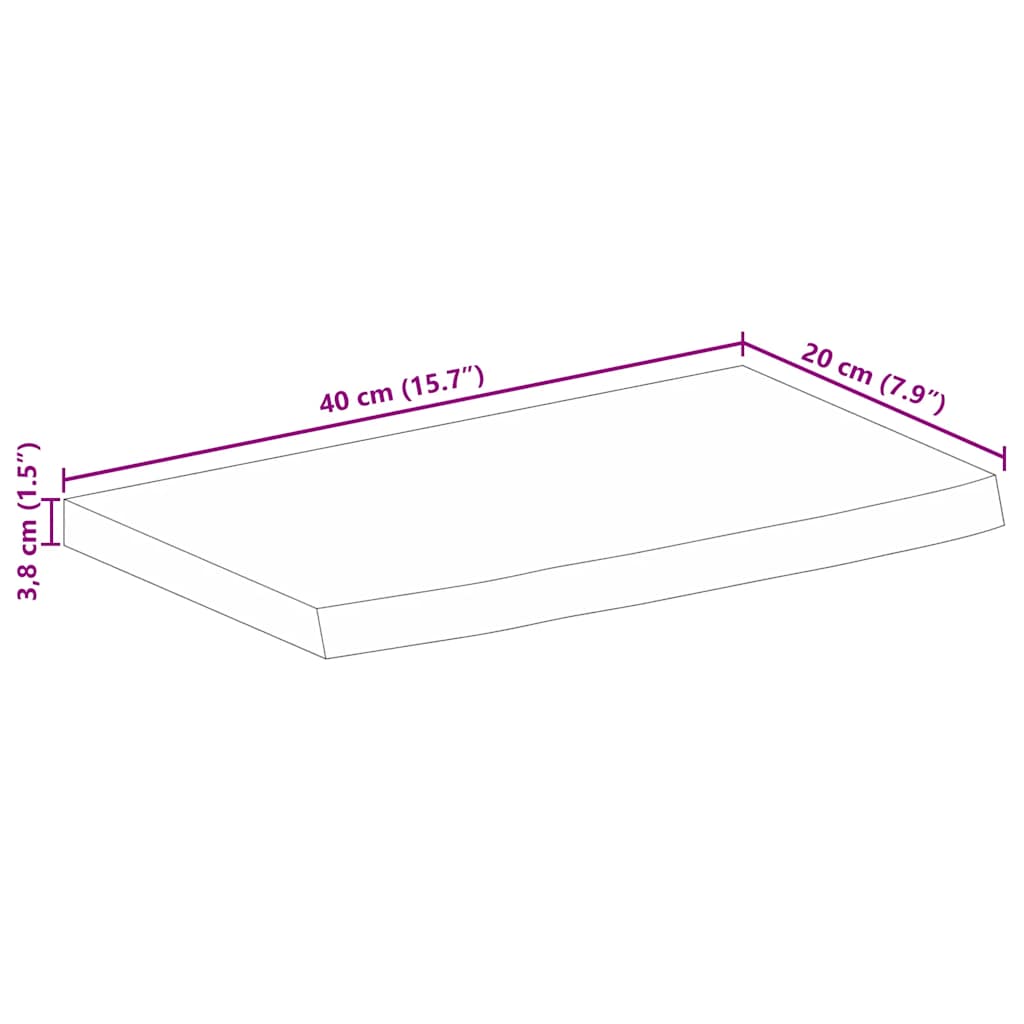 vidaXL Table Top Live Edge 40x20x3.8 cm Solid Wood Mango