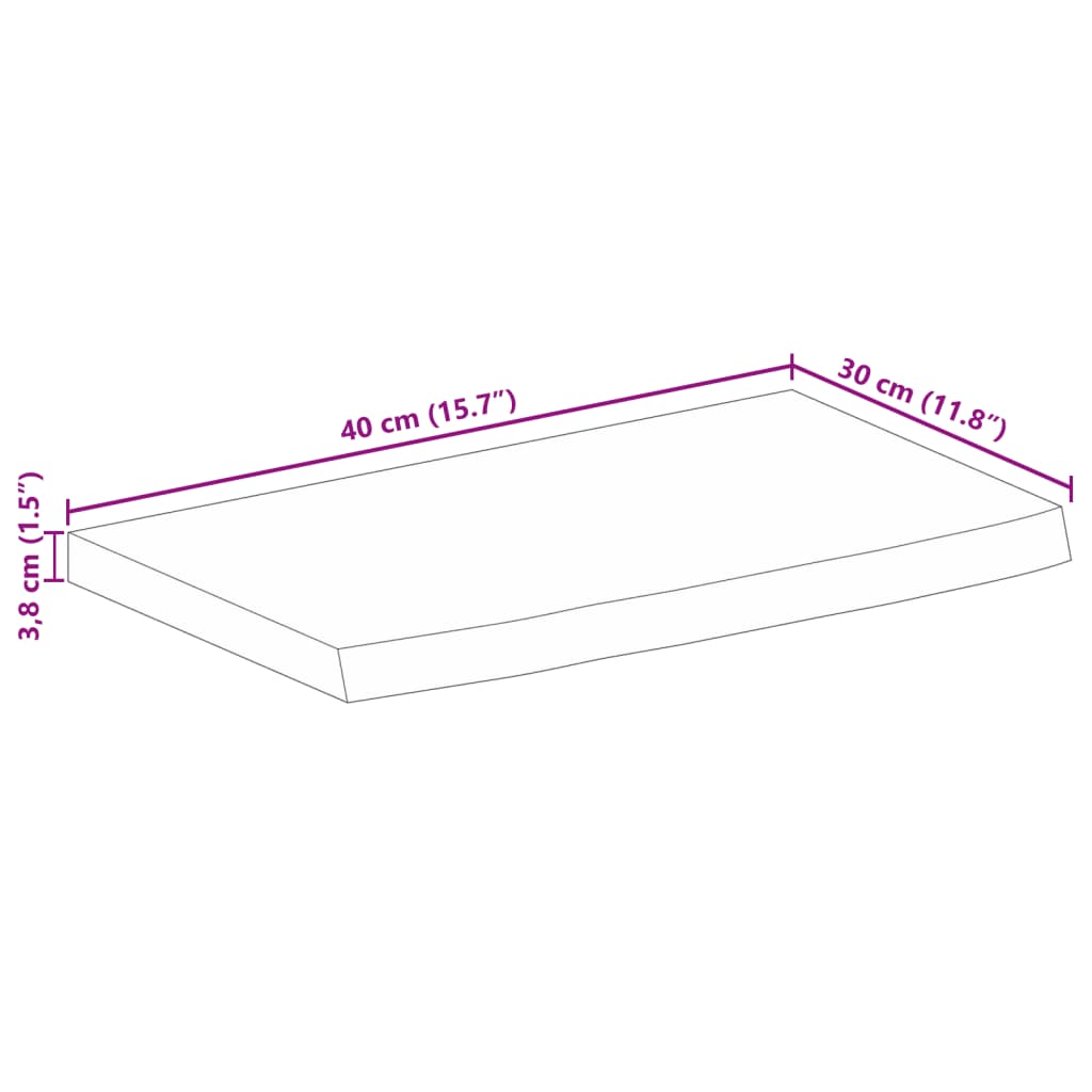 vidaXL Table Top Live Edge 40x30x3,8 cm Solid Wood Mango