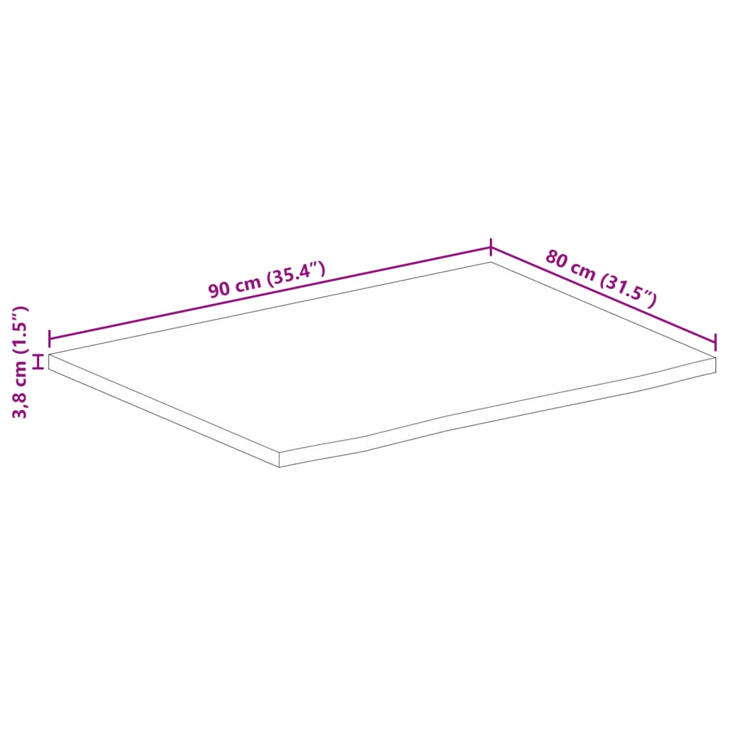 vidaXL Table Top Live Edge 90x80x3,8 cm Solid Wood Mango