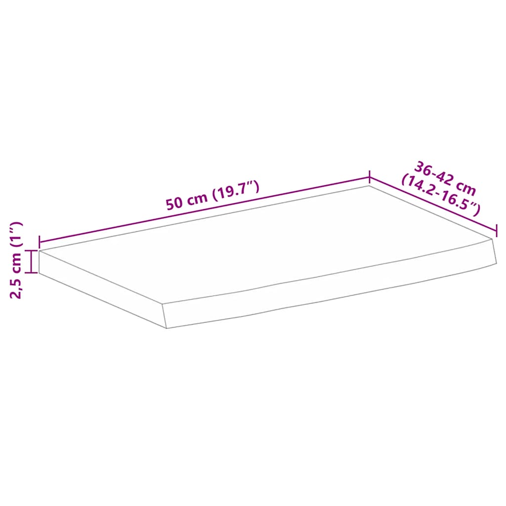 vidaXL Table Top Live Edge 50x40x2.5 cm Solid Wood Mango