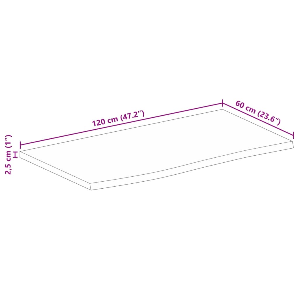 vidaXL Table Top Live Edge 120x60x2,5 cm Solid Wood Mango