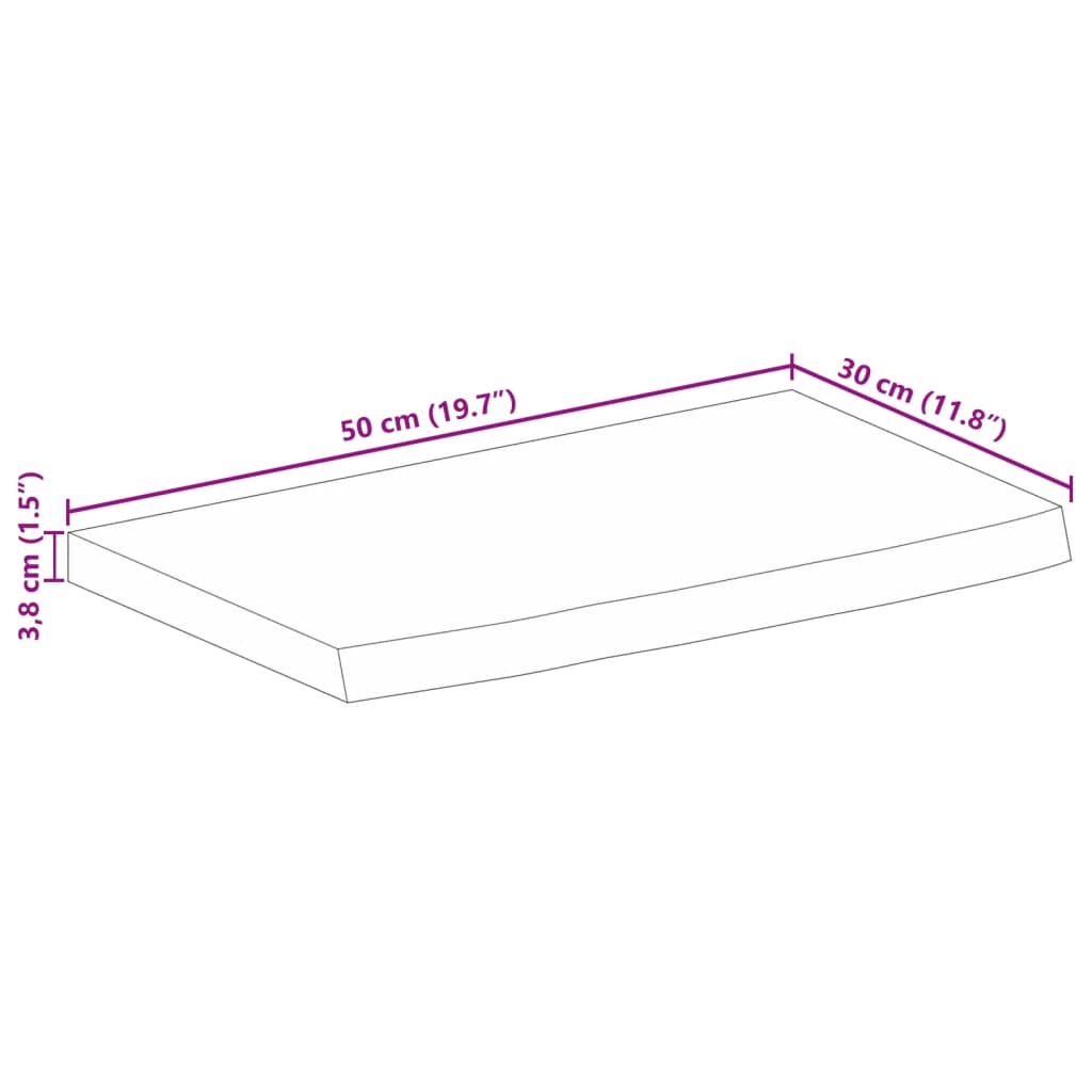 vidaXL Table Top Live Edge 50x30x3,8 cm Solid Wood Mango