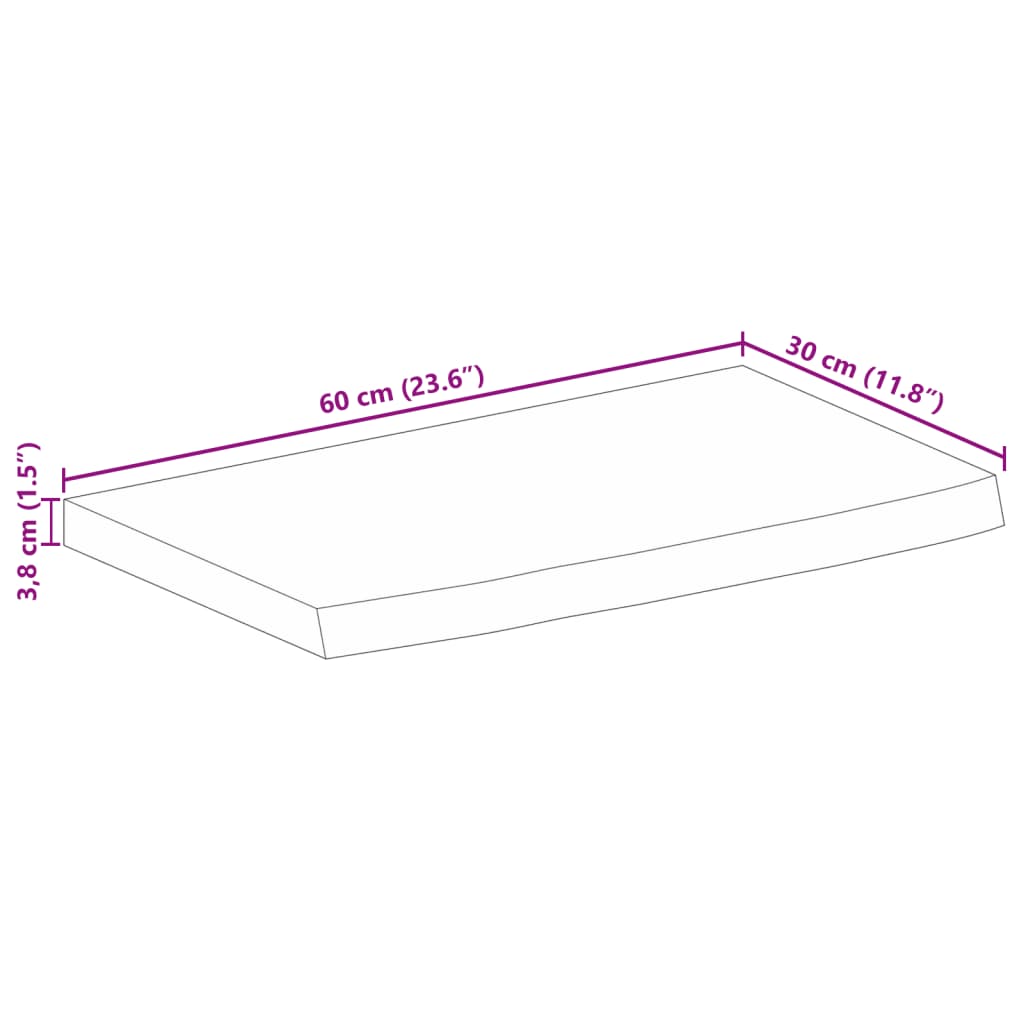 vidaXL Table Top Live Edge 60x30x3,8 cm Solid Wood Mango