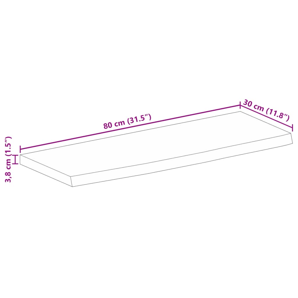 vidaXL Table Top Live Edge 80x30x3,8 cm Solid Wood Mango