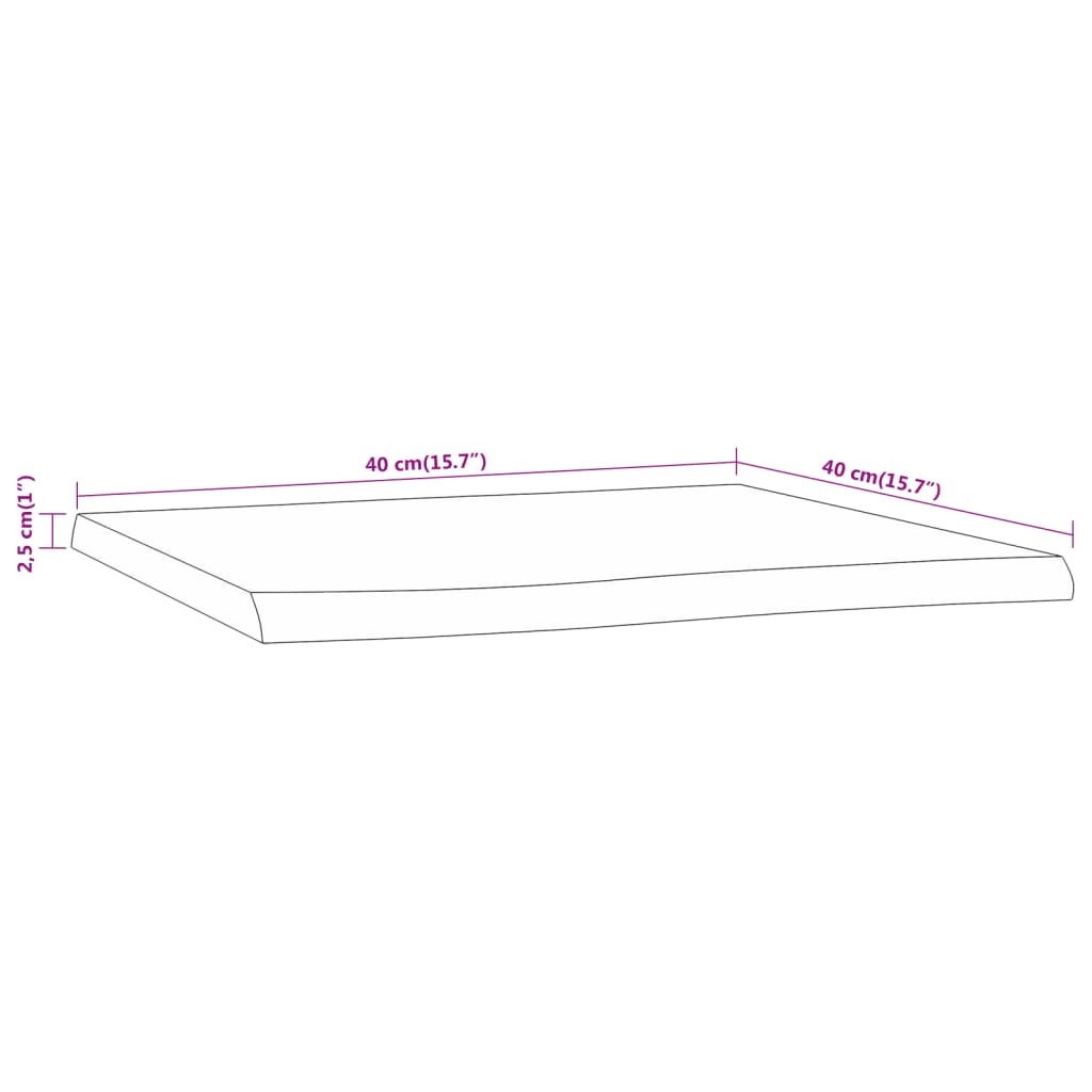 vidaXL Table Top 40x40x2,5 cm Rectangular Solid Wood Acacia Live Edge