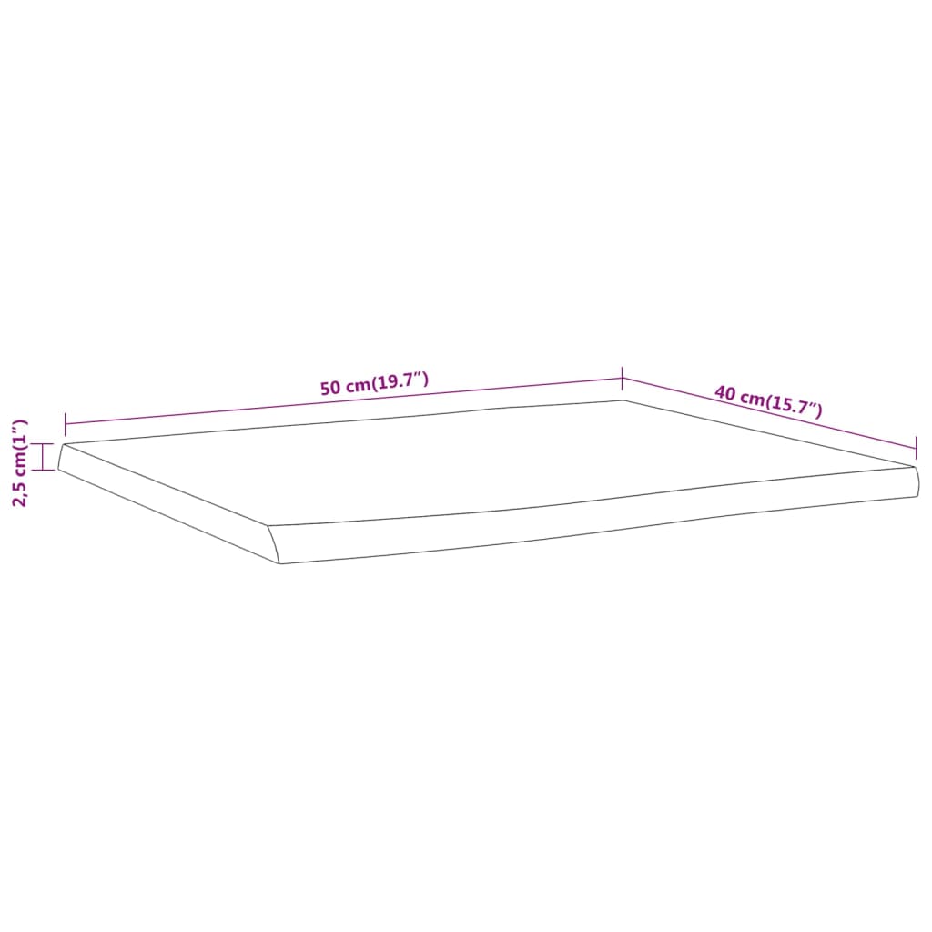vidaXL Table Top 50x40x2,5 cm Rectangular Solid Wood Acacia Live Edge