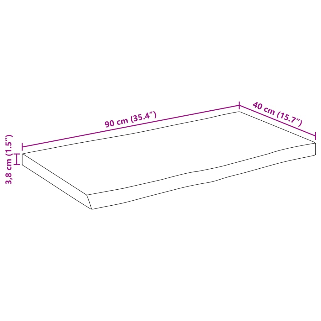 vidaXL Table Top 90x40x3.8 cm Rectangular Solid Wood Acacia Live Edge