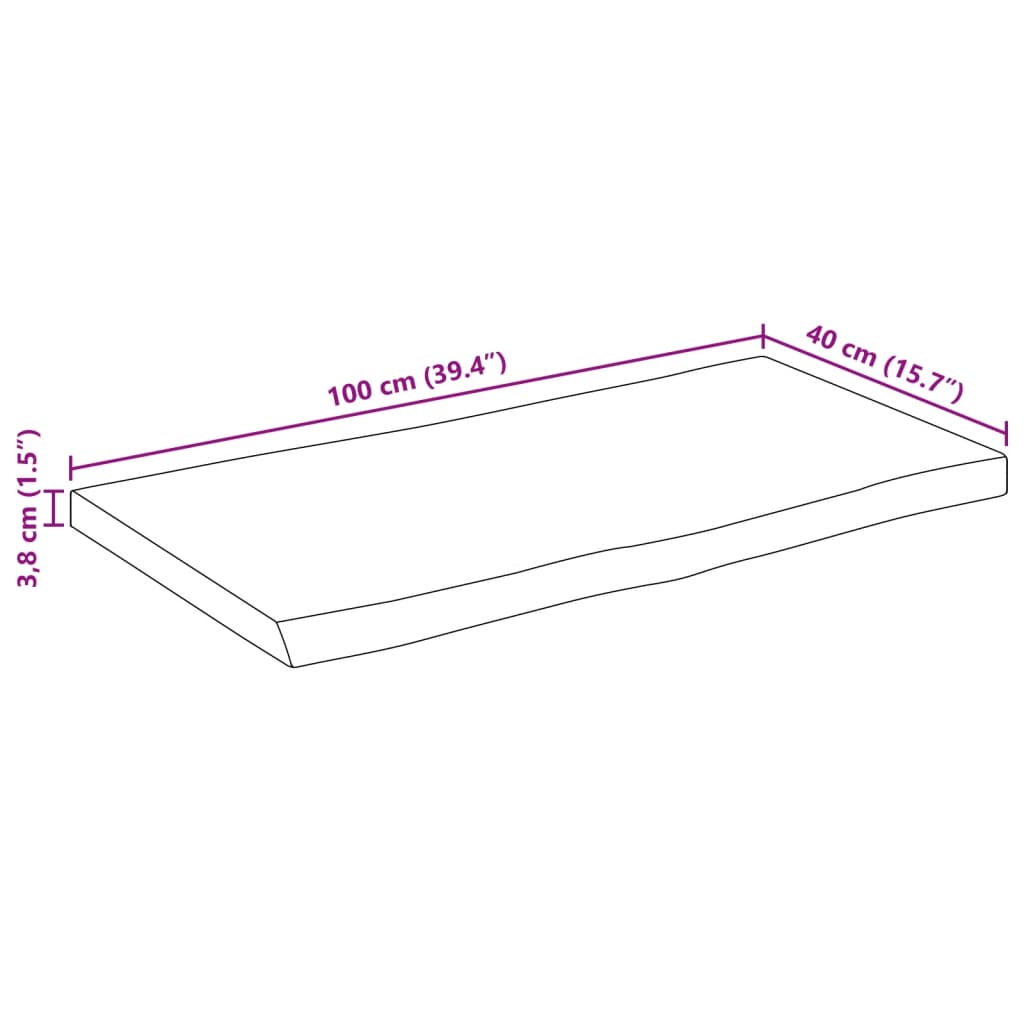 vidaXL Table Top 100x40x3,8 cm Rectangular Solid Wood Acacia Live Edge