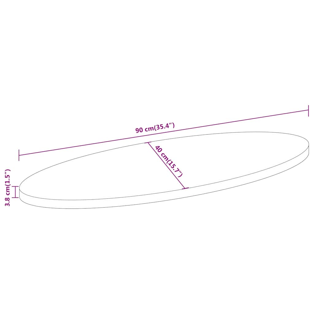 vidaXL Table Top 90x40x3,8 cm Oval Solid Wood Acacia