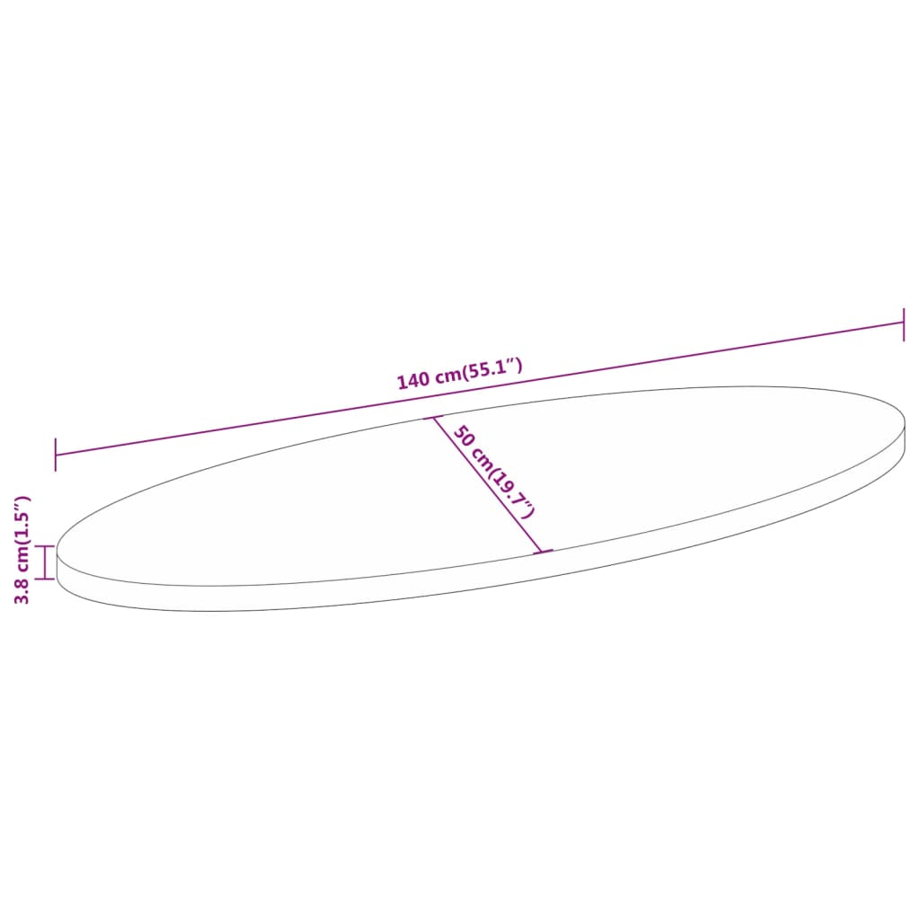 vidaXL Table Top 140x50x3,8 cm Oval Solid Wood Mango