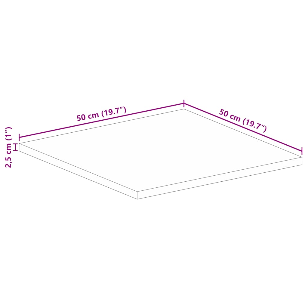 vidaXL Table Top 50x50x2.5 cm Square Solid Wood Acacia