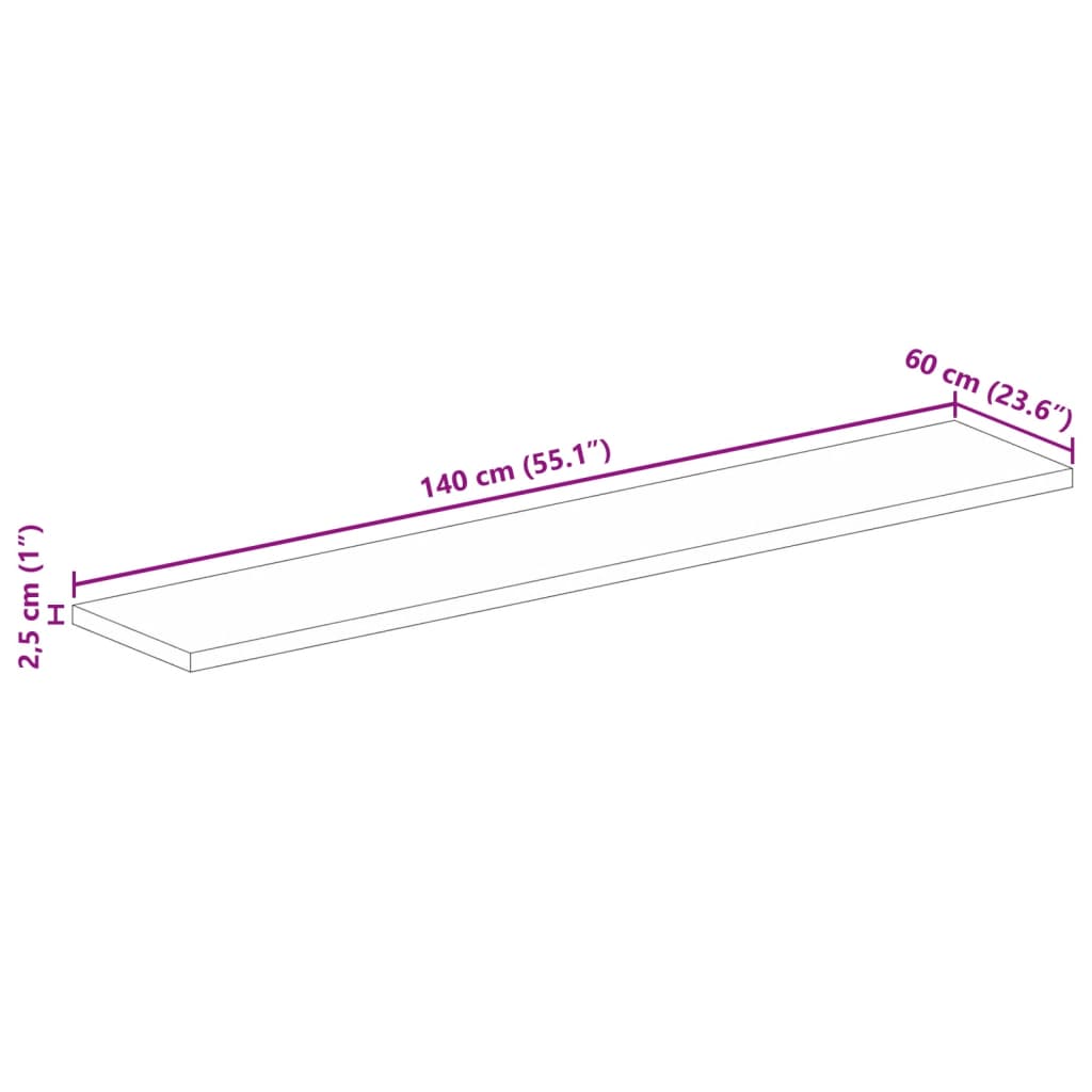 vidaXL Table Top 140x60x2,5 cm Rectangular Solid Wood Acacia