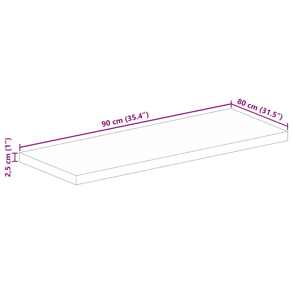 vidaXL Table Top 90x80x2,5 cm Rectangular Solid Wood Acacia