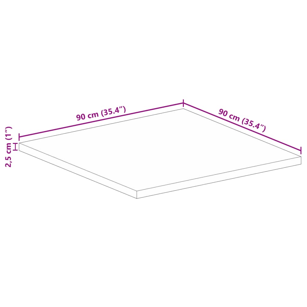 vidaXL Table Top 90x90x2,5 cm Square Solid Wood Acacia