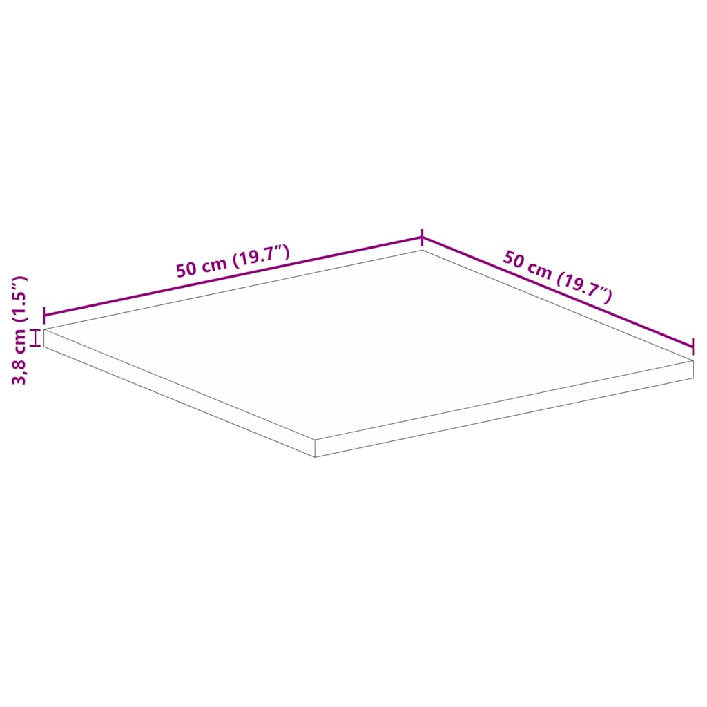 vidaXL Table Top 50x50x3,8 cm Square Solid Wood Acacia