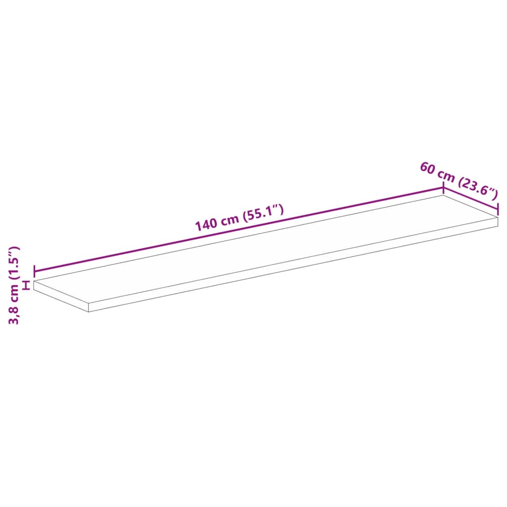 vidaXL Table Top 140x60x3.8 cm Rectangular Solid Wood Acacia