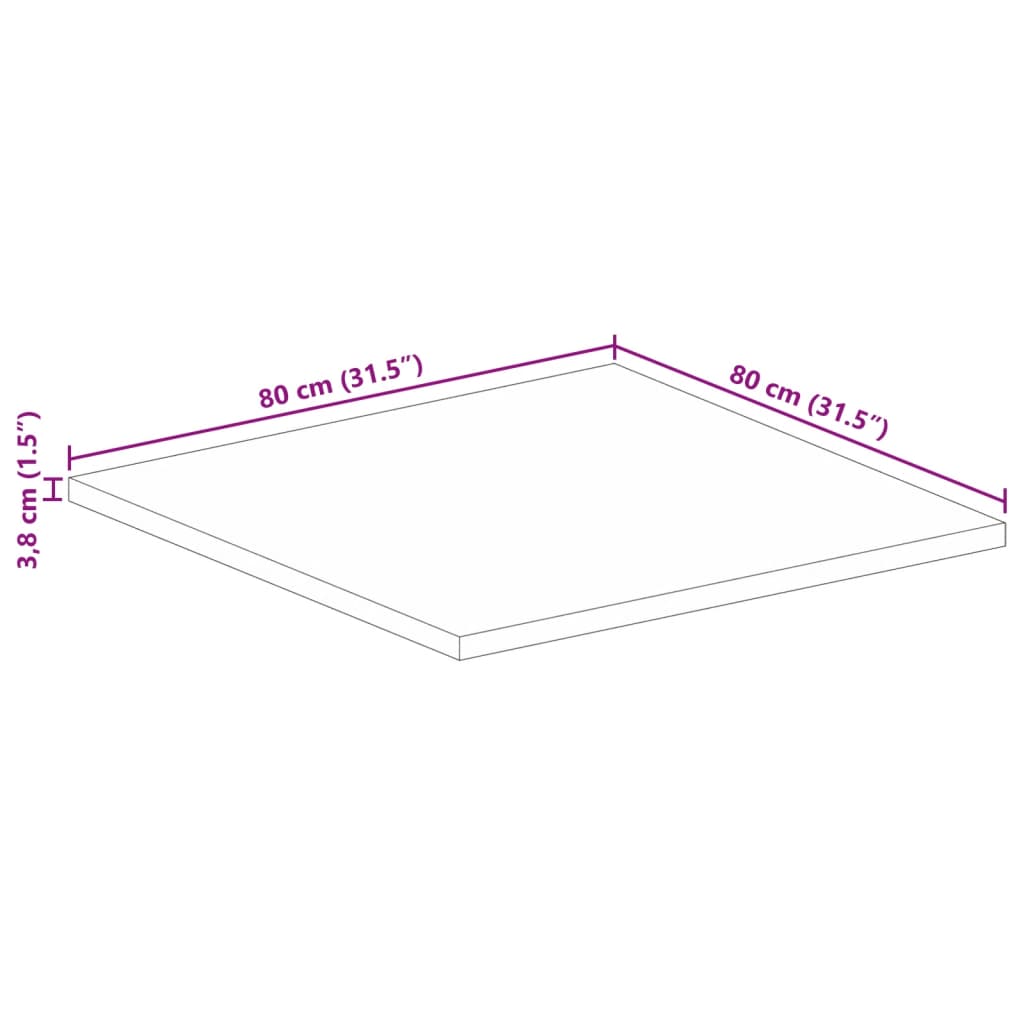 vidaXL Table Top 80x80x3,8 cm Square Solid Wood Acacia