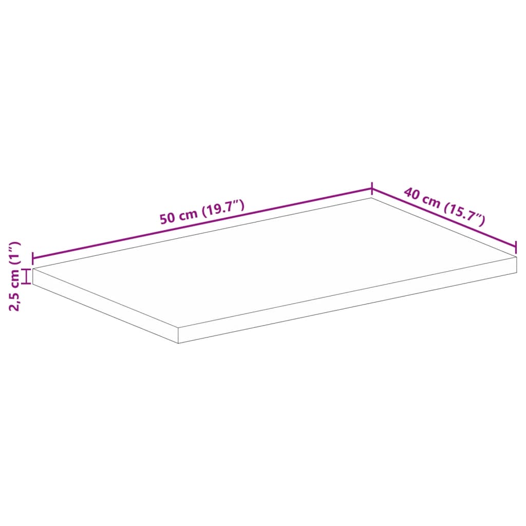 vidaXL Table Top 50x40x2.5 cm Rectangular Solid Wood Reclaimed